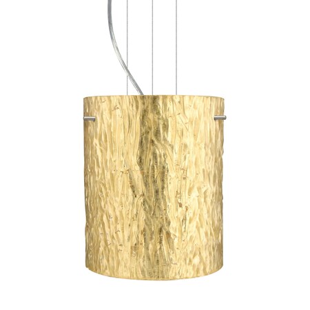 Besa Lighting Tamburo 8 Cable Pendant, Stone Gold Foil, Satin Nickel Finish, 1x11W LED 1KG-4006GS-LED-SN